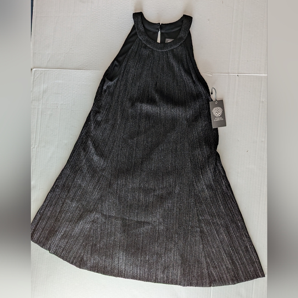 Vince Camuto Women's Halter Shift Dress Metallic Black